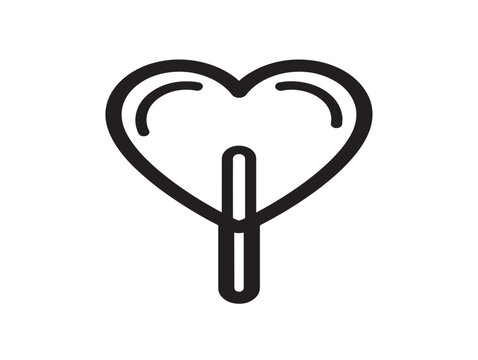 Heart lollipop icon. Sweet candy graphic. Romantic love symbol design.