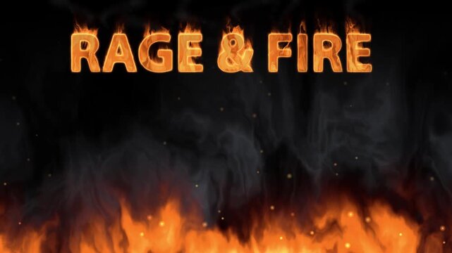 Cinematic Burning Text Animation with Ground Fire and Rising Smoke