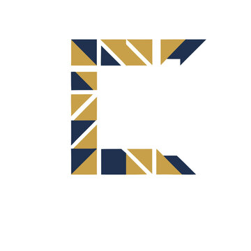 Geometric letter C made of triangles