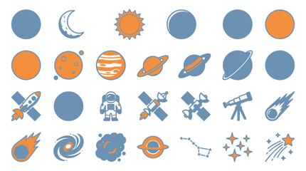 Space icons and astronomy symbols. © beatrice