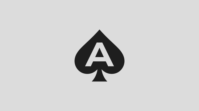 Stylized ace of spades logo with initial A.