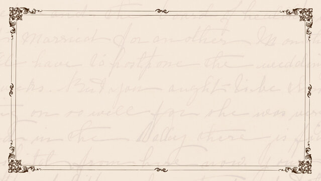 Classic Victorian background presentation with old handwritten script and ornate border