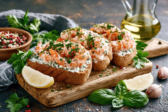 Shrimp Canap&eacute;s with Cream Cheese and Lemon &ndash; AI Generative