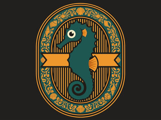 Vintage Seahorse Nautical Logo and Retro Badge Illustration © Isak