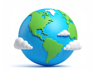 Naklejka premium Stylized 3D Earth Globe with Clouds.