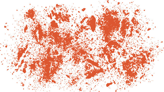 Red paint splatter texture on white background for graphic design, posters, and digital art. Flat vector illustration  EPS 10.
