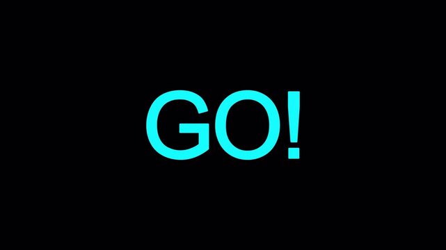 Countdown timer animation featuring the sequence READY? &ndash; 3 &ndash; 2 &ndash; 1 &ndash; GO! on a transparent background, with smooth number countdown and timer icon motion in 4K for gaming, sports, and event intros