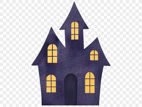 Watercolor haunted house Halloween illustration Vector.