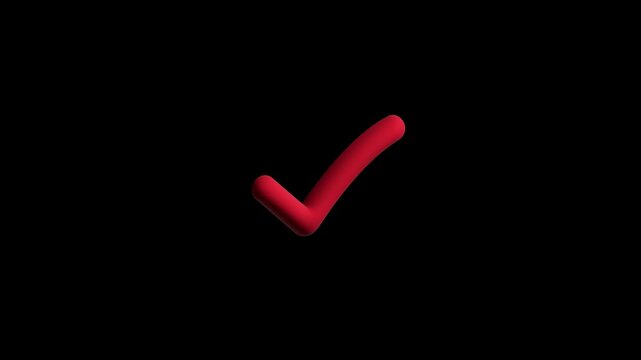 3D Check mark icon animation, positive symbol, tick mark icon, confirm, correct concept animation