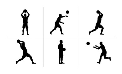 Sports Silhouette Icons: Basketball Player Actions, Dynamic Poses, Vector Graphics for Active Lifestyle and Fitness Concepts © Abdulllah
