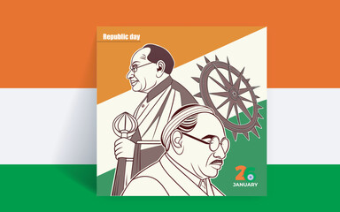 Vector illustration of dr rajendra prasad and dr b r ambedkar for indian republic day. © MONIRUJJAMAN