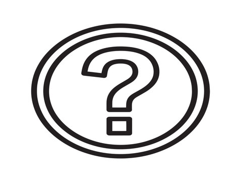 Help button icon. Question mark symbol for support. UI navigation element.