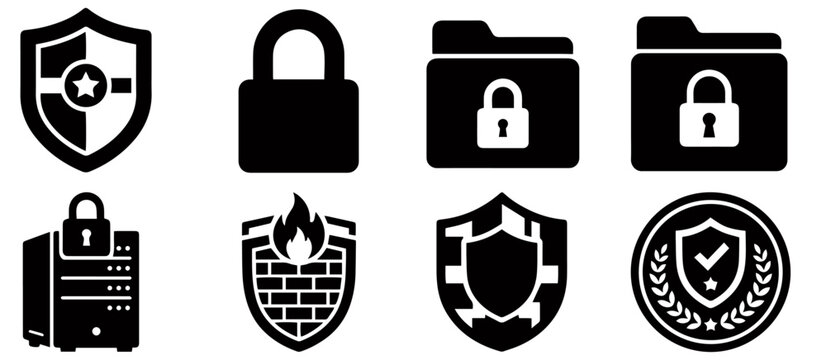 Cybersecurity and digital protection icons