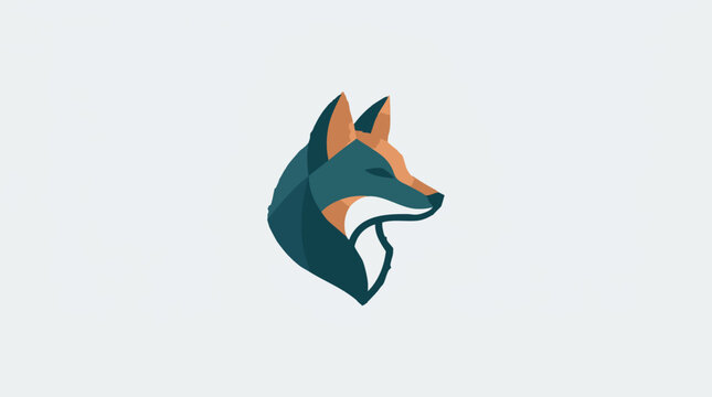 Modern geometric fox head vector illustration on white background