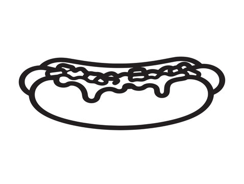 Chili dog icon. Fast food line art illustration. Street snack symbol.
