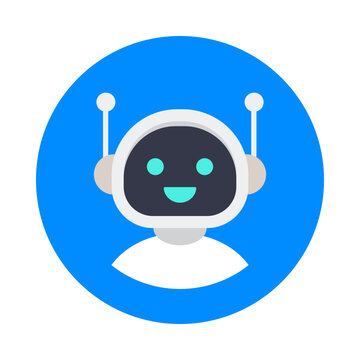 Robot icon, ai chatbot logo, virtual support assistant avatar. Vector symbol and transparent PNG