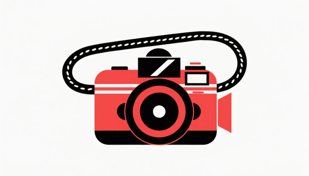 Camera, photography, red camera icon, vector graphic, photography equipment, camera symbol