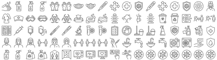 Fototapeta premium Comprehensive Set of Medical and Healthcare Protection Icons