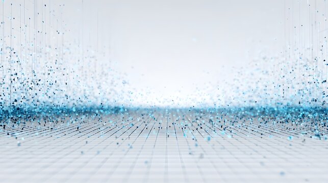 Glowing blue data points in a structured grid with futuristic digital landscape aligned futuristic visualization communication information with technology
