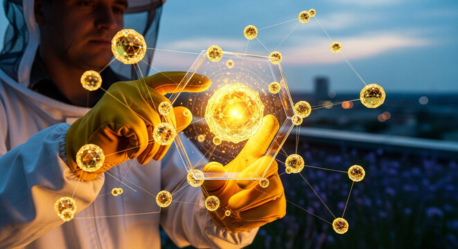 Beekeeper interacting with digital network