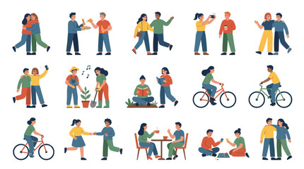 Fototapeta premium Diverse People Flat Style Vector Illustration - Friendship, Activity, Community