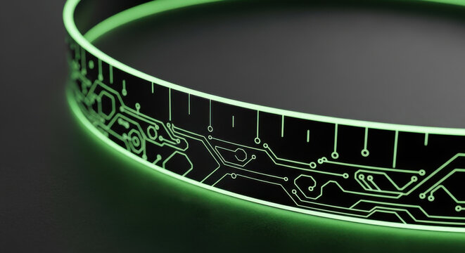 Futuristic Circuit Board Glow Ring With Digital Markings
