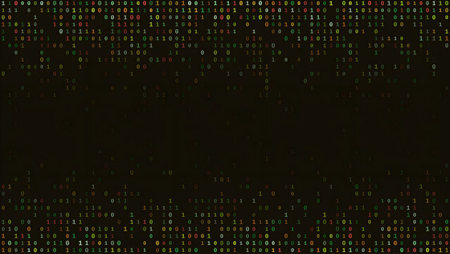 Abstract digital background with falling green binary code matrix symbols