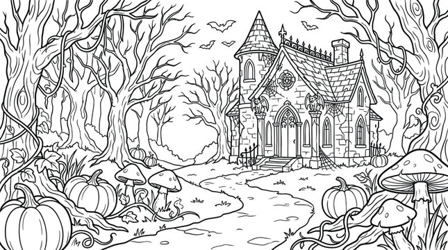 Gothic Haunted Chapel in Enchanted Forest