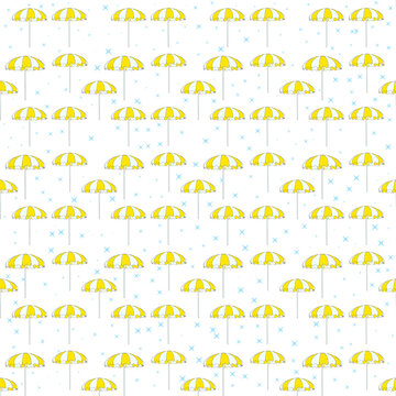 Seamless summer beach umbrella pattern vector isolated on transparent background
