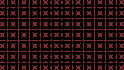 Fototapeta premium Red Geometric Pattern with Four Pointed Star Motif in Black Background