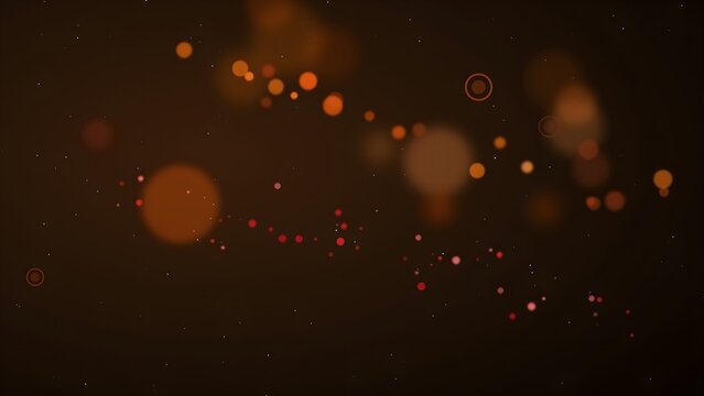 Abstract dark orange background with soft glowing light bokeh circles, abstract