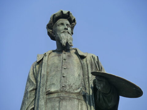 Moretto bronze sculpture in Brescia, Lombardy, Italy