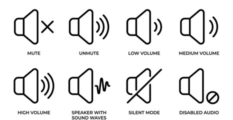 Modern Music Outline Vector Icon Set © Rubina