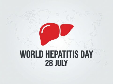 World hepatitis day 28 july poster design with liver icon and world map background
