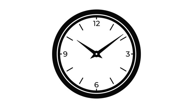 clock face silhouette on white background timepiece hour minute second hands numbers