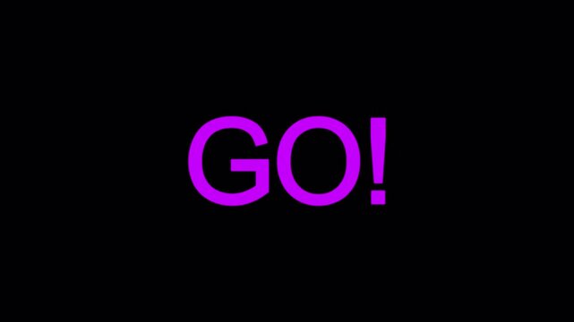 Countdown timer animation featuring the sequence READY? &ndash; 3 &ndash; 2 &ndash; 1 &ndash; GO! on a transparent background, with smooth number countdown and timer icon motion in 4K for gaming, sports, and event intros