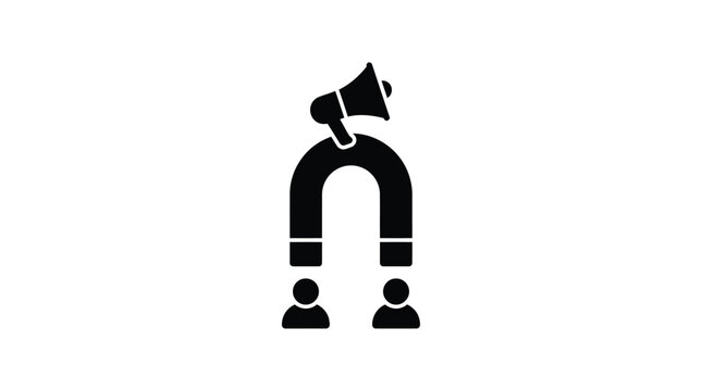 magnet attracting people silhouette attract connect interaction community teamwork network symbol icon