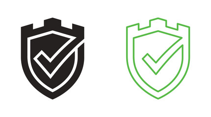 Shield With Checkmark Silhouette Vector Isolated On White Background © Villain