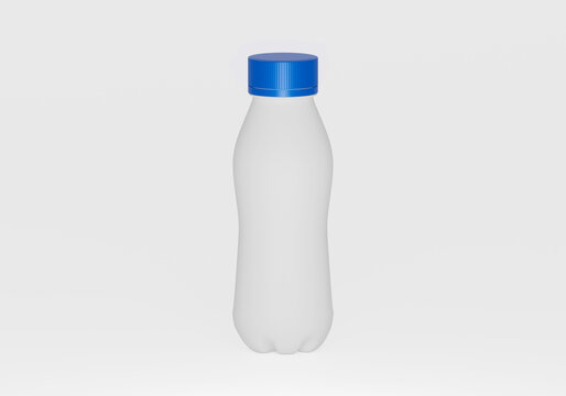 matte white plastic bottle with blue cap mockup