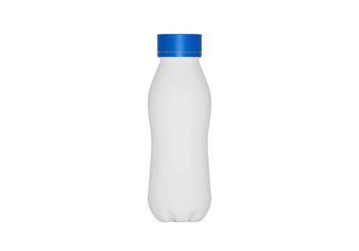 white plastic bottle blue cap mockup