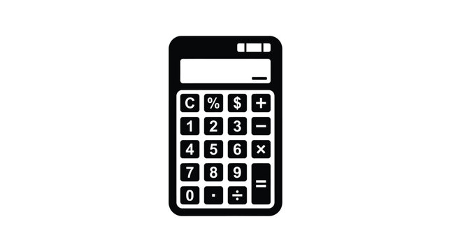 calculator silhouette on white background math finance accounting numbers buttons display device