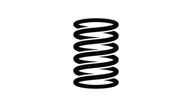coiled spring silhouette on white background coil helix spiral wire mechanical part