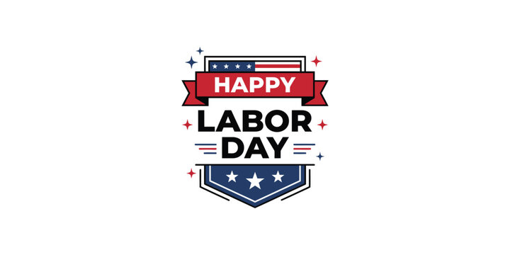 Happy labor day badge with stars and stripes patriotic holiday design