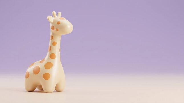 Adorable Minimalist Stylized Giraffe Figurine on Pastel Background