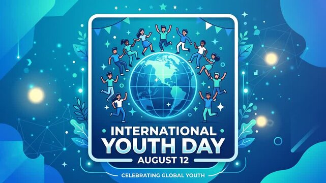 International Youth Day animation shows diverse people dancing around globe to celebrate on August 12.