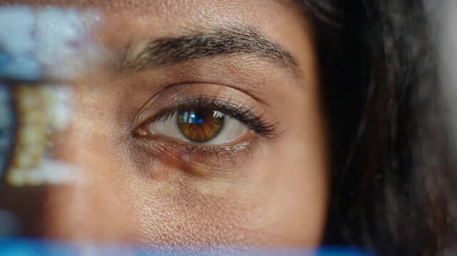 Close up of womans eye looking.