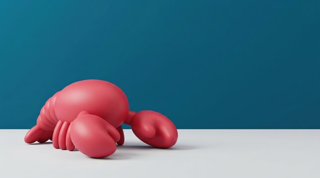 Vibrant Minimalist Red Lobster Illustration on Bold Contrast Background