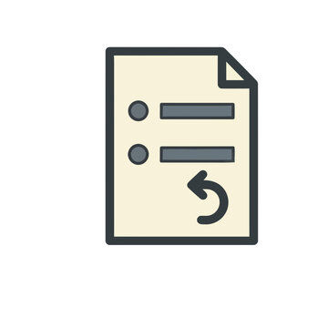 Document with list and undo arrow icon