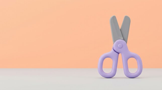 Sleek Modern Purple Scissors on Minimalist Pastel Background