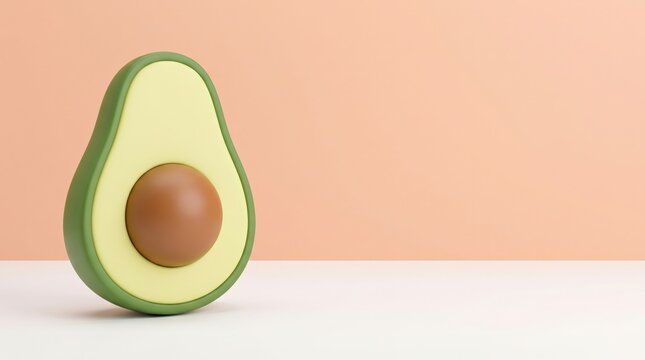 Minimalist Stylized Avocado Illustration with Soft Pastel Backdrop